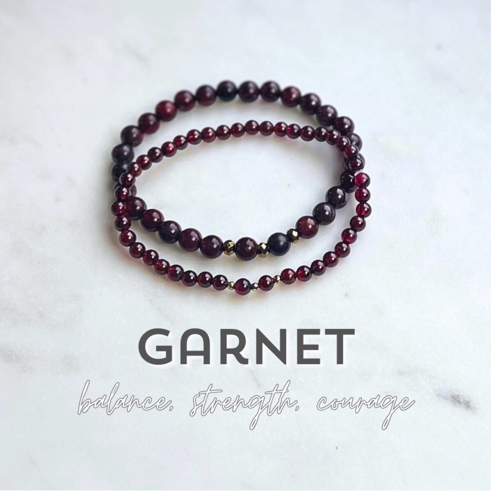 Genuine Garnet set of 2 bracelets - January birthstone